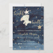 グリッターベアーブルートゥインクルリトルスターベビーシャワー 招待状 (正面)