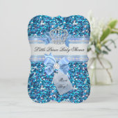 グリッターベイビーシャワーボーイブルーリトルプリンスクラウン5 招待状 (スタンド正面)