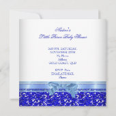 グリッターベビーシャワーボーイブルーリトルプリンスエスニック 招待状 (裏面)