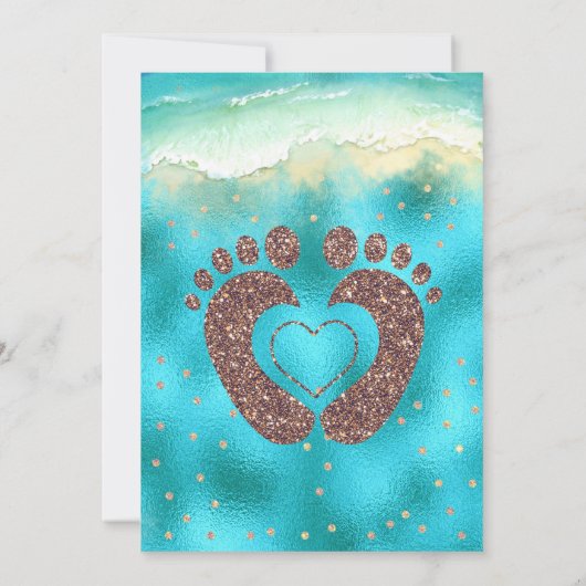 グリッターベビー足ビーチベビーシャワー招待状 招待状 (裏面)