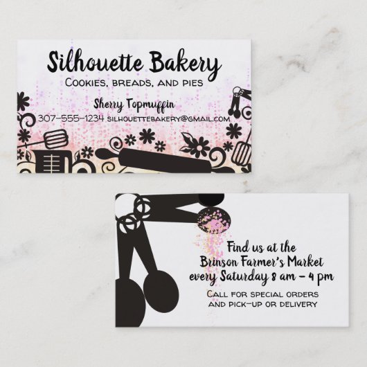 グリッターベーキングフェイクのパン焼き菓子職人用具 名刺 (正面/裏面)