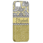 グリッターペイズリーラインストンプリントパターン Case-Mate iPhoneケース (裏面/右)