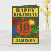 グリッターペイントボールテーマ名&エイジ誕生日 カード (黄色い花)