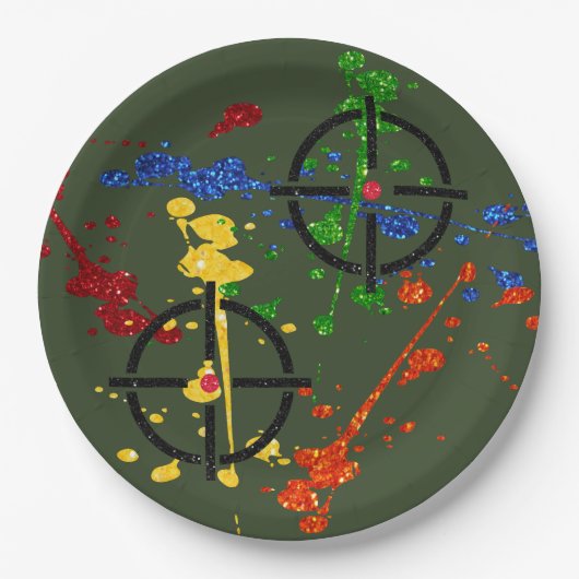 グリッターペイントボールパーティーターゲット紙プレート ペーパープレート (正面)