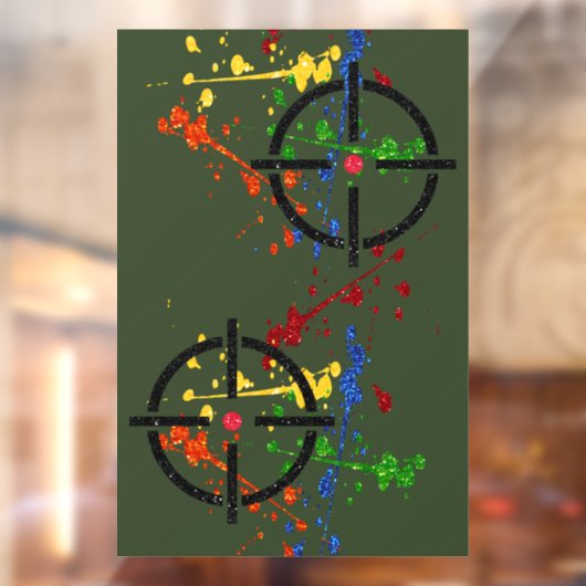 グリッターペイントボールパーティーターゲット ウィンドウサイン (シート2)