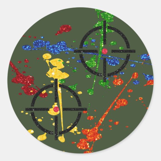 グリッターペイントボールパーティーターゲット ラウンドシール (正面)