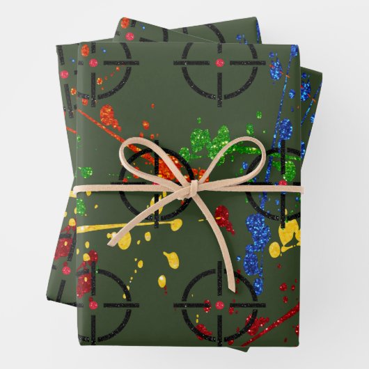 グリッターペイントボールパーティーターゲット ラッピングペーパーシート (インサイチュ)