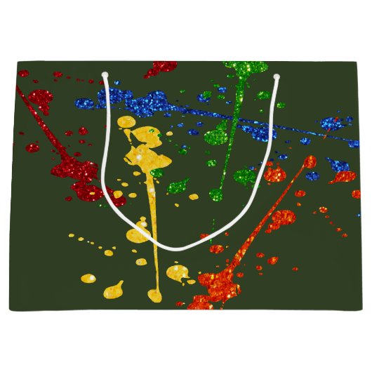 グリッターペイントボール絵を描パーティー（ばちゃばちゃ）跳ねる ラージペーパーバッグ (正面)