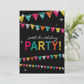 グリッターペナントフラグ30歳の誕生日お祝い 招待状 (スタンド正面)