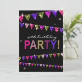 グリッターペナントフラグ40歳の誕生日お祝い 招待状 (スタンド正面)