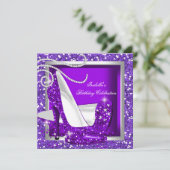 グリッターホットパープルハイヒールすべて大事な行事パーティー 招待状 (スタンド正面)