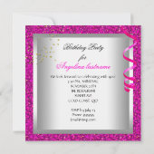 グリッターホットピンクグラモールナイトマルティーニパーティー 招待状 (裏面)