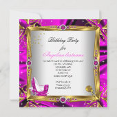 グリッターホットピンクハイヒールシューズ金ゴールドホワイトシルク 招待状 (裏面)