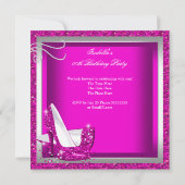 グリッターホットピンクハイヒールラグジュアリーバースデーパーティー 招待状 (裏面)