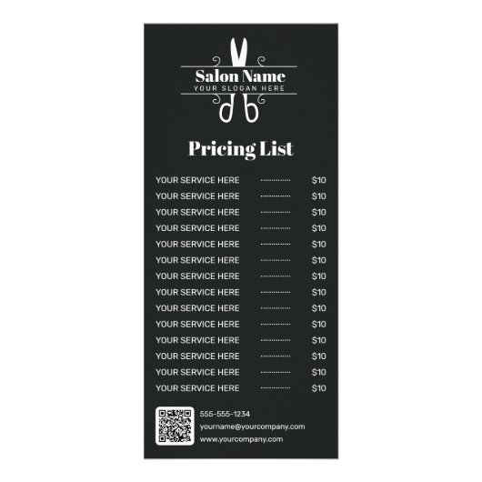 グリッターホログラフィック美容師サロン価格表 ラックカード (正面)