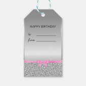 グリッターホワイトグレー誕生日 ギフトタグ (正面)