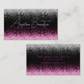 グリッターホワイト&ピンクスターレインメイクアップアーティストカード 名刺 (正面/裏面)