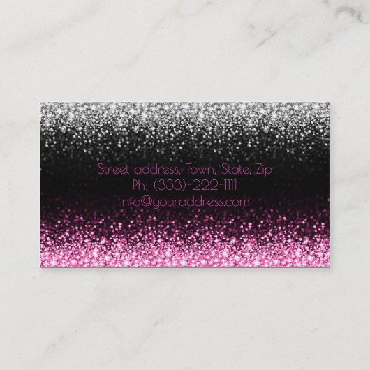 グリッターホワイト&ピンクスターレインメイクアップアーティストカード 名刺 (裏面)