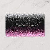 グリッターホワイト&ピンクスターレインメイクアップアーティストカード 名刺 (正面)