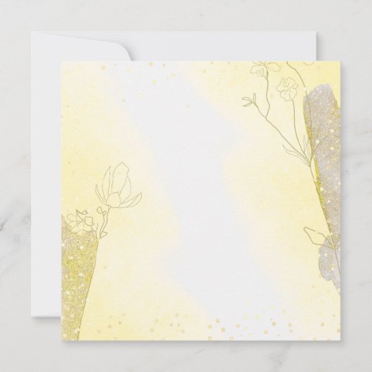 グリッターボタニカルラディアントイエロースクエア結婚ズ 招待状 (裏面)