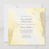 グリッターボタニカルラディアントイエロースクエア結婚ズ 招待状 (正面)