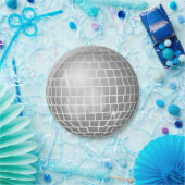 グリッターボール銀レトロヴィンテージディスコパーティー ペーパープレート (パーティー)