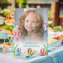 グリッターマジカルマーメイド6th誕生日写真 招待状