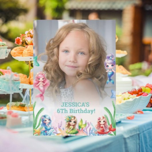 グリッターマジカルマーメイド6th誕生日写真 招待状