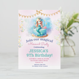 グリッターマジカルマーメイド9th誕生日写真 招待状