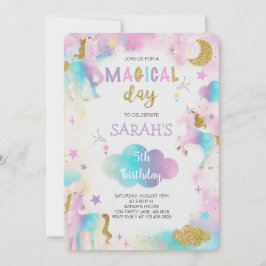 グリッターマジカルユニコーン誕生日 招待状