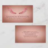 グリッターマスカラまつ毛エクステンションピンクローズカード 名刺 (正面/裏面)