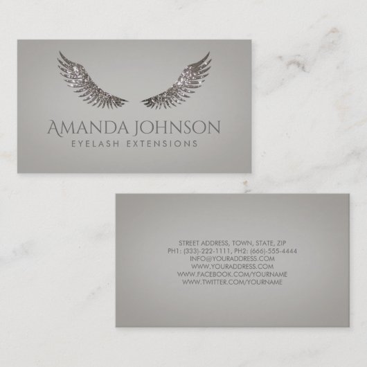 グリッターマスカラまつ毛エクステンションラグジュアリーカード 名刺 (正面/裏面)