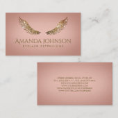 グリッターマスカラアイラッシュエクステンション金ゴールドウイングカード 名刺 (正面/裏面)