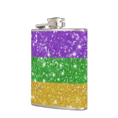 グリッターマルディグラカラフルスストライプきらきら光るカーニバル フラスク (左)