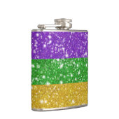 グリッターマルディグラカラフルスストライプきらきら光るカーニバル フラスク (右)