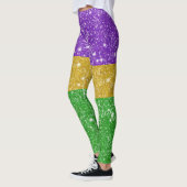 グリッターマルディグラカラフルスストライプカーニバル レギンス (左)
