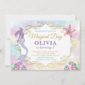 グリッターマーメイドアンダーザシー誕生日招待状 招待状 (正面)