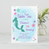 グリッターマーメイドアンダーザシー誕生日招待状 招待状 (スタンド正面)
