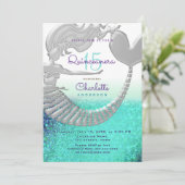 グリッターマーメイドキンセアニェラ誕生日 招待状 (スタンド正面)