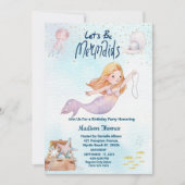 グリッターマーメイドザシーバースデーパーティー 招待状 (正面)