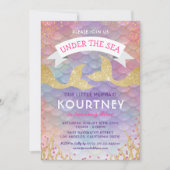 グリッターマーメイドザシーバースデーパーティー 招待状 (正面)