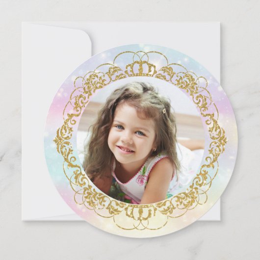 グリッターマーメイドザシー誕生日写真 招待状 (裏面)