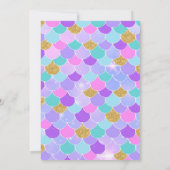 グリッターマーメイドテールティール(緑がかった色)誕生日招待状 招待状 (裏面)