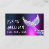 グリッターマーメイドテールパープルフォイルビジネスカード 名刺 (正面)
