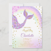 グリッターマーメイドテール誕生日招待状 招待状 (正面)