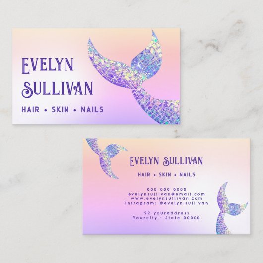 グリッターマーメイドフェイクテールフォイル 名刺 (正面/裏面)