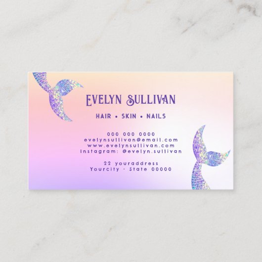 グリッターマーメイドフェイクテールフォイル 名刺 (裏面)