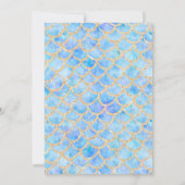 グリッターマーメイド金ゴールドグリッターブルー1歳の誕生日 招待状 (裏面)