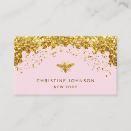 グリッターミツバチをピンクに模擬淡い色のしたもの 名刺