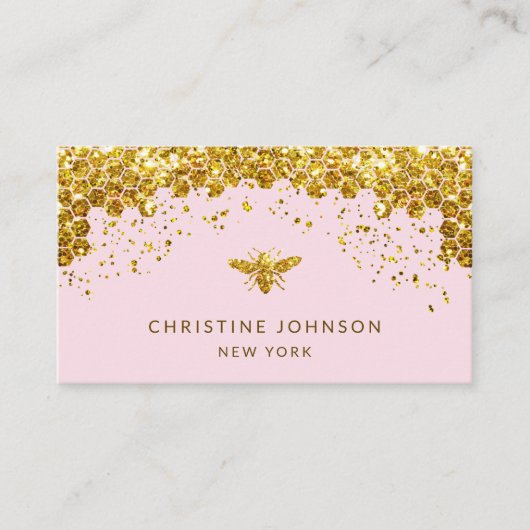 グリッターミツバチをピンクに模擬淡い色のしたもの 名刺 (正面)